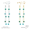 pierre turquoise véritable boucles d'oreilles longues femme plaqué or ou argent raffinées délicates fait à la main en France