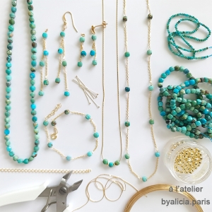 bijoux créateur en turquoise véritable boucles d'oreilles fabriqué à la main à l'atelier en France