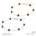 Bracelet avec grenat en cube parsemée sur une chaîne fine plaqué or ou argent, pierre naturelle, création by Alicia