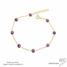 bracelet rose fushia femme en pierre tourmaline sur une chaîne fine en plaqué or fait sur mesure à la main en France