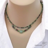 bijoux créateur en aventurine et rubis zoïsite collier ras de cou verte femme fait main