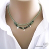 collier ras de cou choker vert en pierre naturelle angelite fabriqué à la main en France