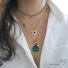 bijoux créateur en pierres naturelles vertes pendentif rond en plaqué or 750 3MIC avec agate verte