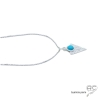 Pendentif turquoise reconstituée sur un triangle martelé en argent massif, tendance, bohème, femme