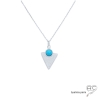 pierre turquoise pendentif en argent massif en forme de triangle ras de cou raffiné femme