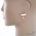 Boucles d\'oreilles perles de culture baroques bâton et quartz rose, plaqué or, pierre naturelle, création by Alicia