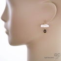 Boucles d\'oreilles perles de culture baroques bâton et quartz fumé, plaqué or, pierre naturelle, création by Alicia
