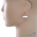 Boucles d\'oreilles perles de culture baroques bâton et labradorite, plaqué or, pierre naturelle, création by Alicia