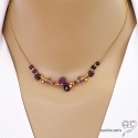 Collier améthyste et grenat, méli-mélo de pierres naturelles, plaqué or, fait main, création by Alicia