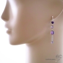 Boucles d\'oreilles longues avec améthyste et pampille en chaînes argent massif, fait main, création by Alicia