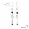 pierre quartz rose boucles d'oreilles argent et pierre naturelle rose faites sur mesure à la main en France