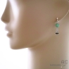 Boucles d'oreilles vertes femme en agate verte et argent pendantes courtes faites main en France