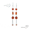 boucles d'oreilles argent et pierre naturelle orange cornaline faites main sur mesure en France