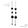 pierre onyx agate noire et argent boucles d'oreilles longues faites main sur mesure en France