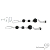 boucles d'oreilles argent et pierre noire onyx pendantes longues faites sur mesure à la main