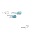 boucles d'oreilles pendantes courtes en larimar et argent