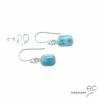 boucles d'oreilles pendantes en argent et pierre larimar bleue claire