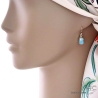 Boucles d'oreilles avec larimar, argent massif, pierre semi-précieuse bleue, pendantes