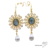 boucles d'oreilles bleues femme baroques uniques en labradorite et or fait main en France