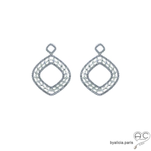 bijoux d'exception boucles d'oreilles précieuses femme en brillants oxydes de zirconium serties sur argent massif