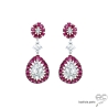 bijoux d'exception boucles d'oreilles fushia précieuses femme en brillants oxydes de zirconium serties sur argent massif