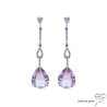 Boucles d'oreilles gouttes brillantes en oxyde de zirconium poire violet, pendantes, joaillerie