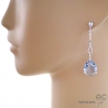 Boucles d'oreilles bleues longues gouttes brillantes en oxyde de zirconium poire bleue, joaillerie