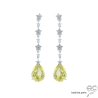 Boucles d'oreilles jaunes longues gouttes brillantes en oxyde de zirconium poire jaune, joaillerie