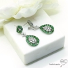 boucles d'oreilles joaillerie vertes femme en argent et brillants oxydes de zirconium