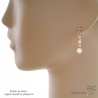 Boucles d'oreilles en pierre de lune,or, argent, courtes, pendantes, fait main, création by Alicia