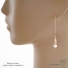 boucles d'oreilles blanc et nude longues pendantes femme en pierre de lune naturelle fait main en France