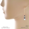 boucles d'oreilles bleues femme chaîne argent ou or avec aigue-marine et saphir d'eau fait sur mesure à la main en France