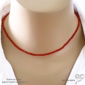 Cornaline, collier fin, chaine en  pierre naturelle orange, fait main, création by Alicia