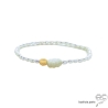 Bracelet perles d'eau douce, fleure en nacre et pastille en plaqué or, femme, fait main