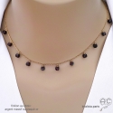 Collier grenat, pampilles cubes sur une chaîne fine en plaqué or ou argent, pierre naturelle rouge, création by Alicia