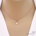 Collier goutte serti zirconium brillant, en plaqué or 3MIC, ras du cou, femme