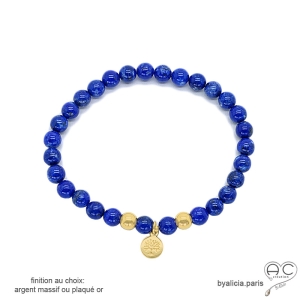 bracelet pierre naturelle lapis-lazuli sur un élastique