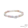 pierre opale rose bracelet argent et pierre naturelle sur élastique homme femme fait sur mesure