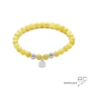 pierre naturelle jaune et argent massif bracelet femme homme en jade miel