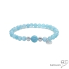 bracelet argent massif et pierre aigue-marine extensible femme homme