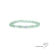 préhnite et argent massif bracelet femme en pierre naturelle verte claire sur élastique fait sur mesure