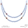 res de cou calcédoine bleu et tourmaline rose en plaqué or ou argent, collier en pierres semi-précieuses, fait main en France