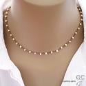 Collier perles de culture d\'eau douce sur une chaîne en argent doré à l\'or fin 18 carats, bohème, création by Alicia