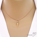 Pendentif SPIKE pointe en plaqué or serti de zirconium brillant blanc, tendance