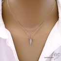 Pendentif SPIKE pointe en argent massif rhodié serti de zirconium brillant blanc, tendance