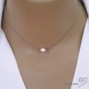 Collier fin perle de culture d\'eau douce, argent massif rhodié, fait main, création by Alicia