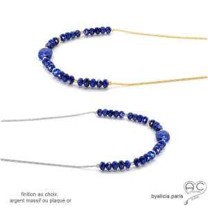 pierre semi-précieuse lapis-lazuli collier ras de cou fait sur mesure à la main