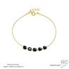 pierre spinelle noire et plaqué or massif bracelet noir femme fait main en France