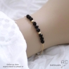pierre naturelle agate noire bracelet femme en plaqué or ou argent fait sur mesure à la main en France