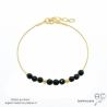 bracelet noir femme pierre onyx noire et plaqué or fabriqué à la main en France